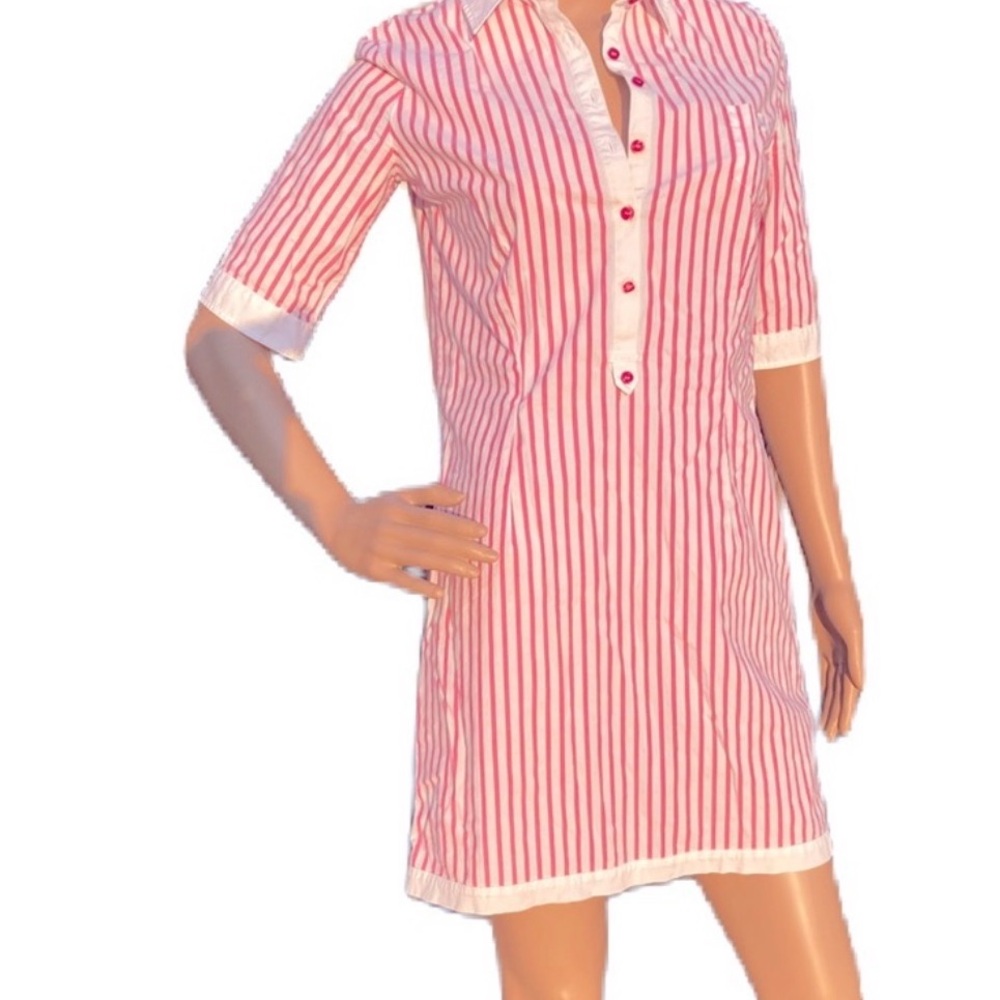Lacoste Pink & White Devanlay Dress – Size 38 (S / US 6)